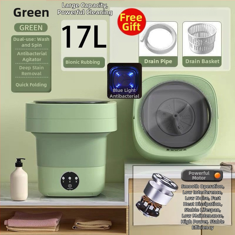 Μίνι πλυντήριο ρούχων με πτυσσόμενο σχέδιο, διπλής χρήσης για εσώρουχα και κάλτσες, κατάλληλο για φοιτητές