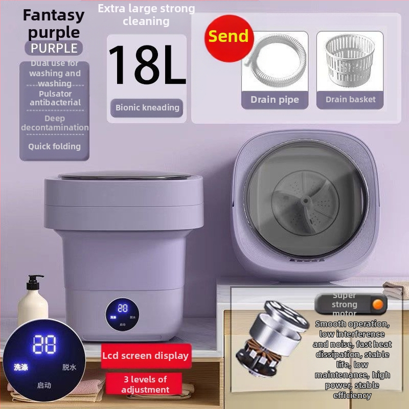 Μίνι πλυντήριο ρούχων με πτυσσόμενο σχέδιο, διπλής χρήσης για εσώρουχα και κάλτσες, κατάλληλο για φοιτητές