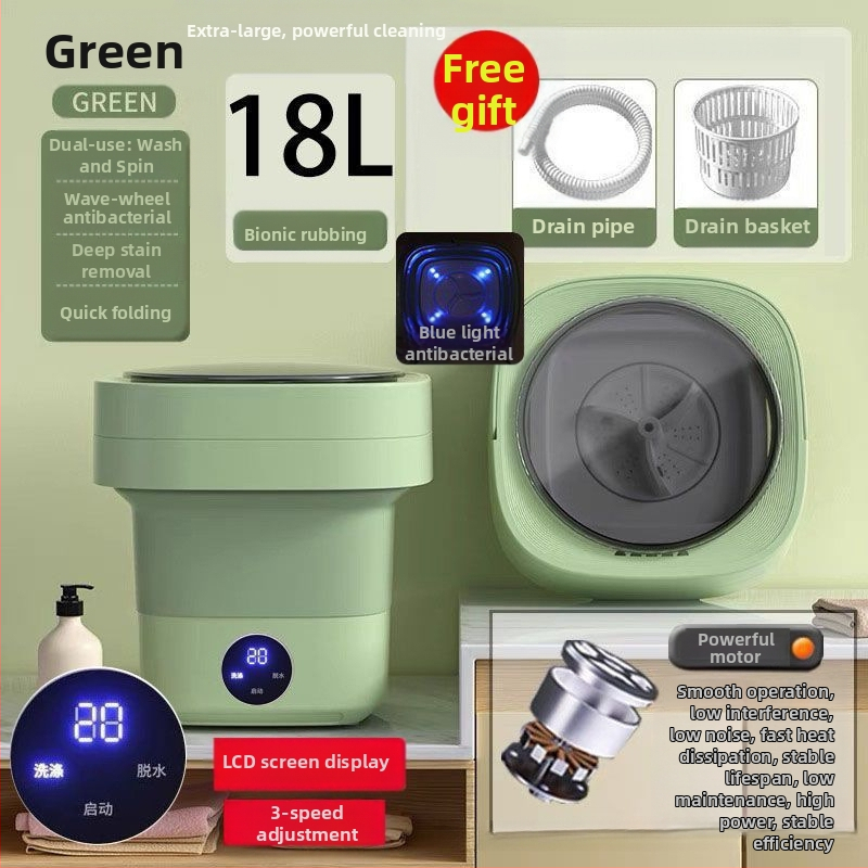 Μίνι πλυντήριο ρούχων με πτυσσόμενο σχέδιο, διπλής χρήσης για εσώρουχα και κάλτσες, κατάλληλο για φοιτητές