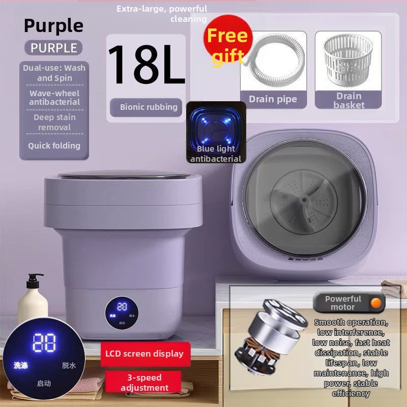 Μίνι πλυντήριο ρούχων με πτυσσόμενο σχέδιο, διπλής χρήσης για εσώρουχα και κάλτσες, κατάλληλο για φοιτητές