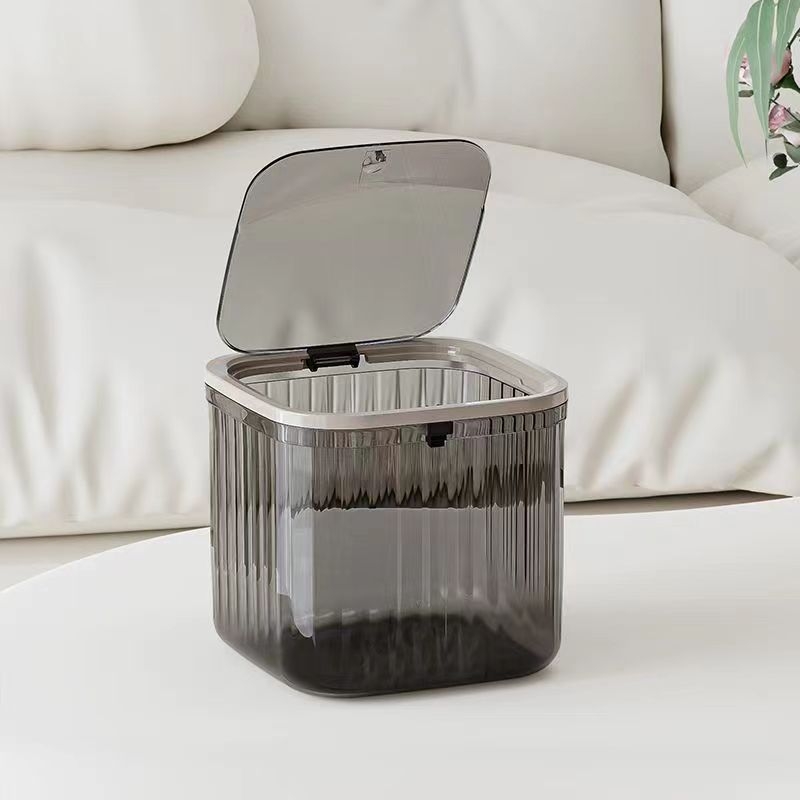 Πλαστικός επιτραπέζιος κάδος απορριμμάτων με καπάκι πίεσης, τετράγωνος, χωρητικότητα έως 4 L, οικιακή χρήση