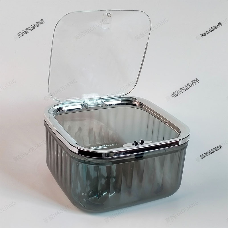 Πλαστικός επιτραπέζιος κάδος απορριμμάτων με καπάκι πίεσης, τετράγωνος, χωρητικότητα έως 4 L, οικιακή χρήση