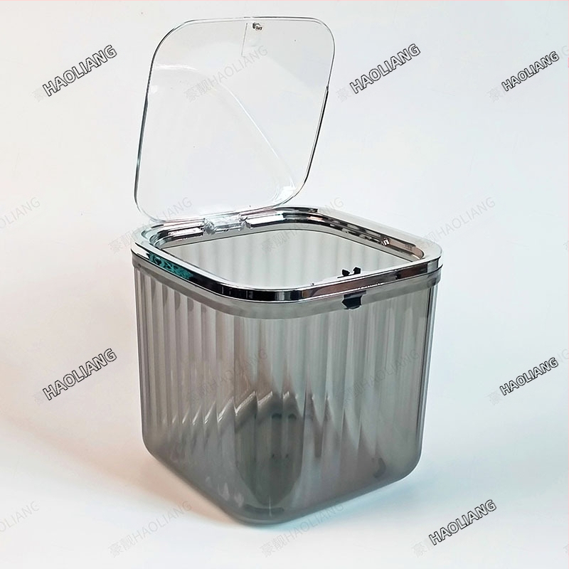 Πλαστικός επιτραπέζιος κάδος απορριμμάτων με καπάκι πίεσης, τετράγωνος, χωρητικότητα έως 4 L, οικιακή χρήση