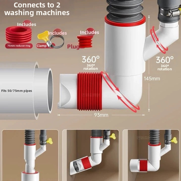 Βαλβίδα αποχέτευσης τοίχου με ABS+σιλικόνη, μηχανισμός ανάσυρσης, τύπος βρετανικού αποχέτευσης, μοντέρνο μινιμαλιστικό στυλ (Lj wall row)