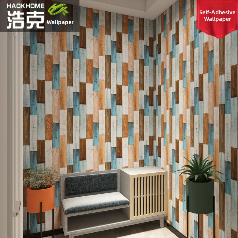 Самозалепващ 3D дървесен тапет, PVC, трислоен състав, водоустойчив стенен декор.