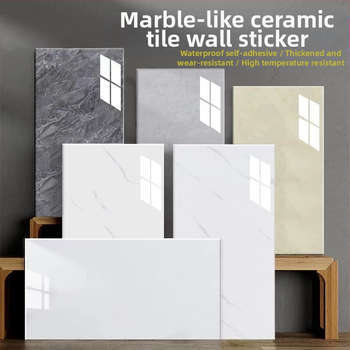 Αυτοκόλλητο PVC τοίχου με επίπεδη εμφάνιση μαρμάρου, αδιάβροχο, ανθεκτικό στη βρωμιά, τετράγωνο μοτίβο