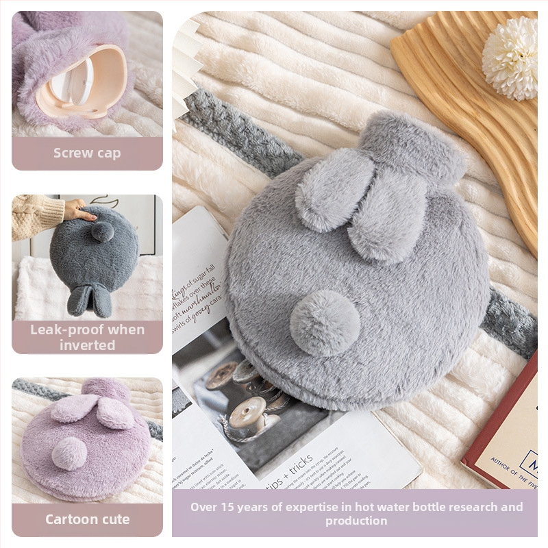 Μπουκάλι ζεστού νερού από βελούδινο ύφασμα, χαριτωμένος σχεδιασμός; PVC υψηλής πυκνότητας; θέρμανση με γέμισμα νερού; πολυλειτουργική χρήση για χέρια, πόδια, μέση, κοιλιά, κεφάλι και πλάτη; θερμό και κρύο διπλής χρήσης.