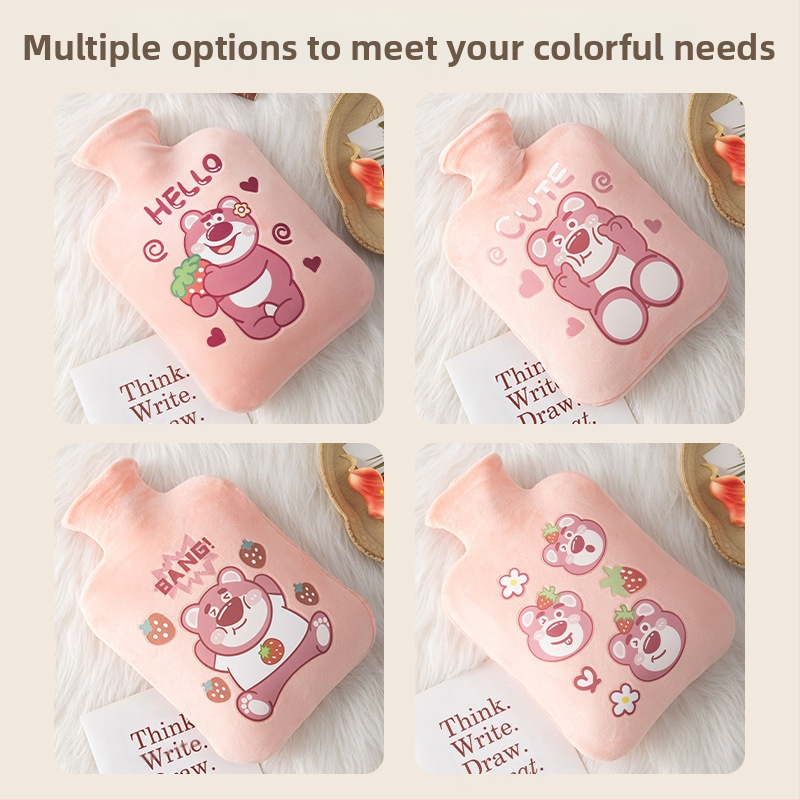 Μπουκάλι ζεστού νερού από βελούδινο ύφασμα, χαριτωμένος σχεδιασμός; PVC υψηλής πυκνότητας; θέρμανση με γέμισμα νερού; πολυλειτουργική χρήση για χέρια, πόδια, μέση, κοιλιά, κεφάλι και πλάτη; θερμό και κρύο διπλής χρήσης.