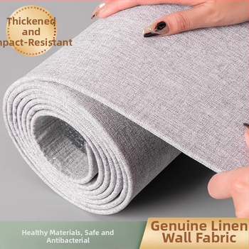 Lininis sienų audinys, daugiasluoksnė reljefinė paviršiaus, atsparus drėgmei, miegamajam ir televizoriaus fono dekorui, šiuolaikiškas minimalistinis stilius