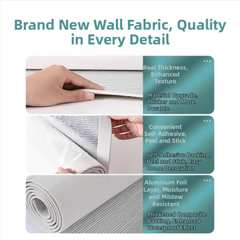 Lininis sienų audinys, daugiasluoksnė reljefinė paviršiaus, atsparus drėgmei, miegamajam ir televizoriaus fono dekorui, šiuolaikiškas minimalistinis stilius