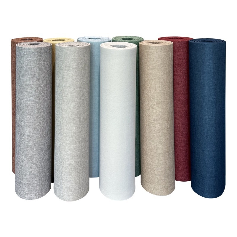 Lininis sienų audinys, daugiasluoksnė reljefinė paviršiaus, atsparus drėgmei, miegamajam ir televizoriaus fono dekorui, šiuolaikiškas minimalistinis stilius