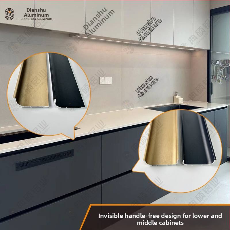 Aliuminio lydinio spintelės rankenėlės be rankenų, modernus minimalistinis stilius, tinka vidinėms ir apatiniams garderobo spintoms, montavimas be gręžimo