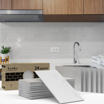 PET 3D sienos lipdukas – lipnus, atsparus vandeniui ir aliejui atsparus sienų dekorui svetainei, virtuvei ir voniai – modernus minimalistinis stilus