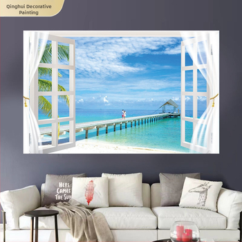 Αυτοκόλλητο τοίχου με θαλάσσιο τοπίο - αυτοκόλλητο PVC, χωρίς πλαίσιο, τοπίο για σαλόνι και υπνοδωμάτιο (Inkjet Εκτύπωση)