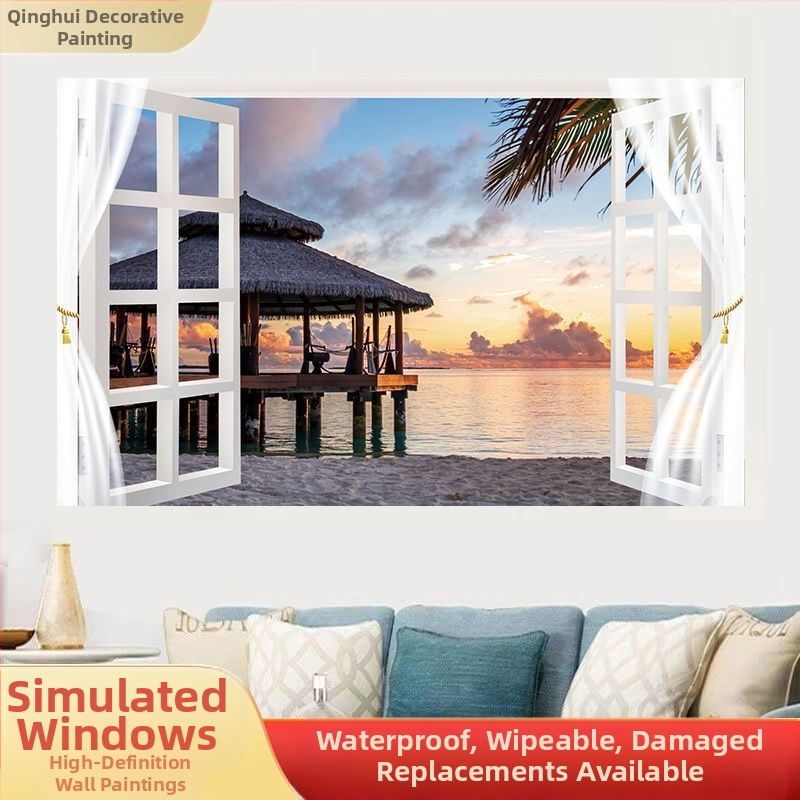 Αυτοκόλλητο τοίχου με θαλάσσιο τοπίο - αυτοκόλλητο PVC, χωρίς πλαίσιο, τοπίο για σαλόνι και υπνοδωμάτιο (Inkjet Εκτύπωση)