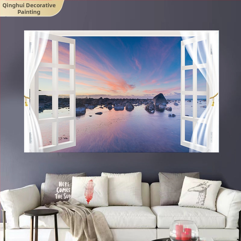 Αυτοκόλλητο τοίχου με θαλάσσιο τοπίο - αυτοκόλλητο PVC, χωρίς πλαίσιο, τοπίο για σαλόνι και υπνοδωμάτιο (Inkjet Εκτύπωση)