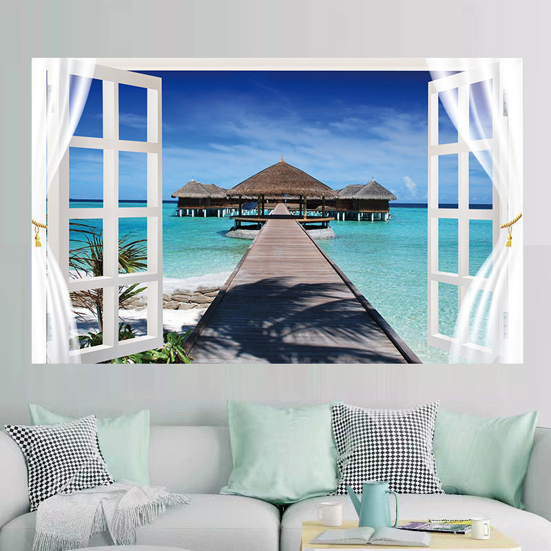 Αυτοκόλλητο τοίχου με θαλάσσιο τοπίο - αυτοκόλλητο PVC, χωρίς πλαίσιο, τοπίο για σαλόνι και υπνοδωμάτιο (Inkjet Εκτύπωση)