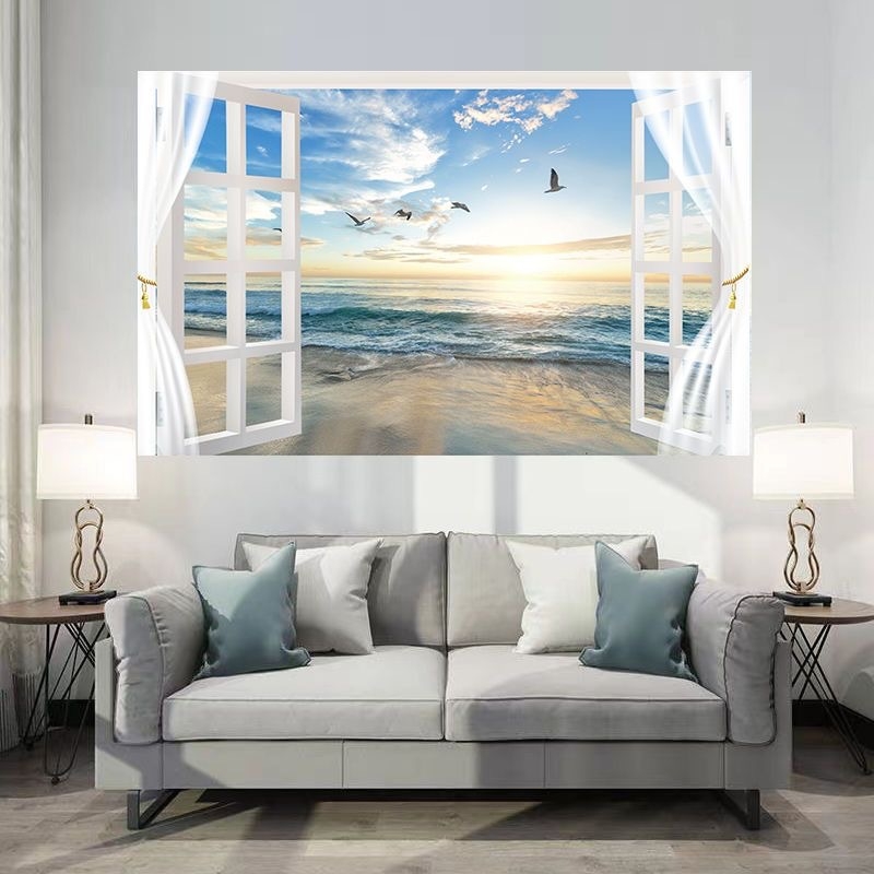 Αυτοκόλλητο τοίχου με θαλάσσιο τοπίο - αυτοκόλλητο PVC, χωρίς πλαίσιο, τοπίο για σαλόνι και υπνοδωμάτιο (Inkjet Εκτύπωση)