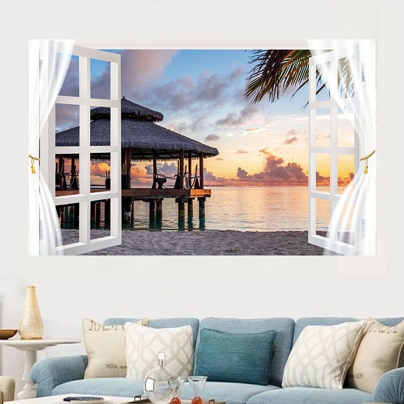 Αυτοκόλλητο τοίχου με θαλάσσιο τοπίο - αυτοκόλλητο PVC, χωρίς πλαίσιο, τοπίο για σαλόνι και υπνοδωμάτιο (Inkjet Εκτύπωση)
