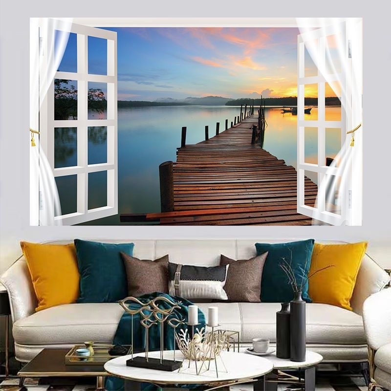 Αυτοκόλλητο τοίχου με θαλάσσιο τοπίο - αυτοκόλλητο PVC, χωρίς πλαίσιο, τοπίο για σαλόνι και υπνοδωμάτιο (Inkjet Εκτύπωση)
