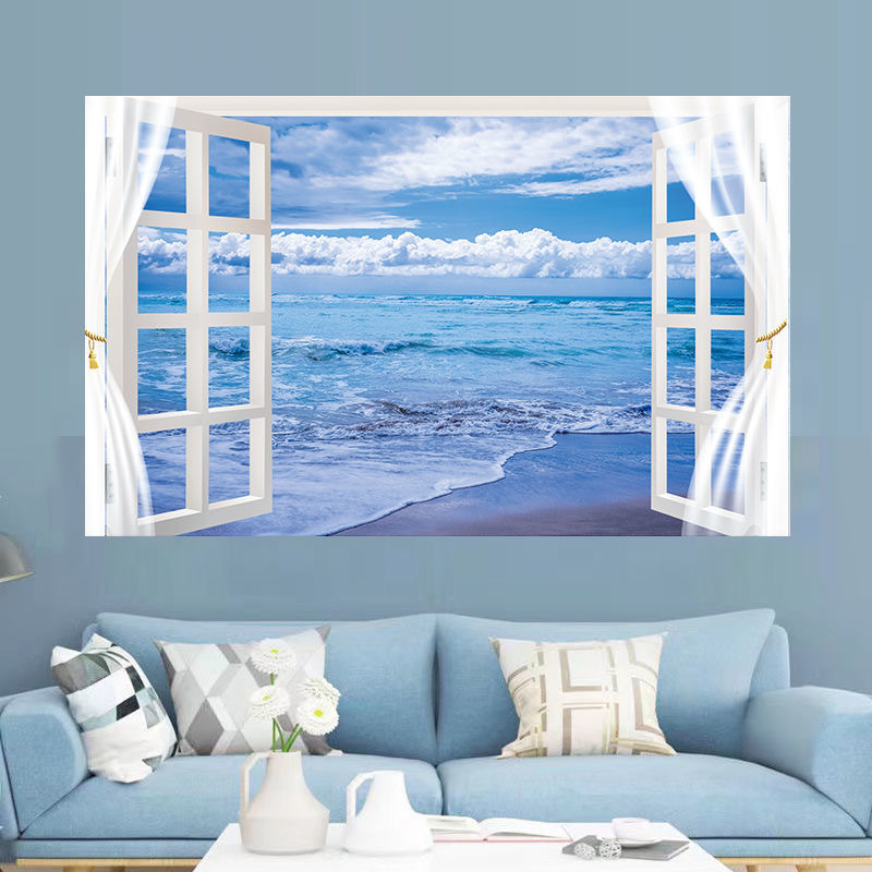 Αυτοκόλλητο τοίχου με θαλάσσιο τοπίο - αυτοκόλλητο PVC, χωρίς πλαίσιο, τοπίο για σαλόνι και υπνοδωμάτιο (Inkjet Εκτύπωση)