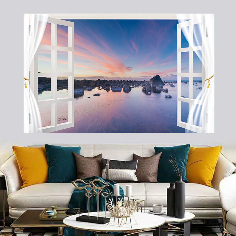 Αυτοκόλλητο τοίχου με θαλάσσιο τοπίο - αυτοκόλλητο PVC, χωρίς πλαίσιο, τοπίο για σαλόνι και υπνοδωμάτιο (Inkjet Εκτύπωση)