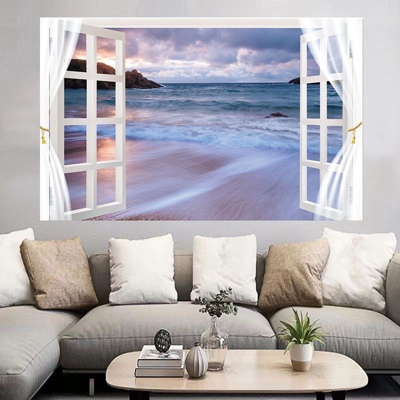 Αυτοκόλλητο τοίχου με θαλάσσιο τοπίο - αυτοκόλλητο PVC, χωρίς πλαίσιο, τοπίο για σαλόνι και υπνοδωμάτιο (Inkjet Εκτύπωση)