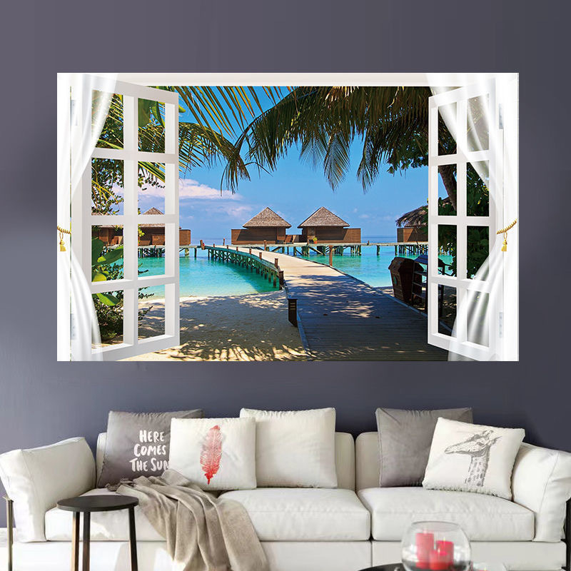 Αυτοκόλλητο τοίχου με θαλάσσιο τοπίο - αυτοκόλλητο PVC, χωρίς πλαίσιο, τοπίο για σαλόνι και υπνοδωμάτιο (Inkjet Εκτύπωση)