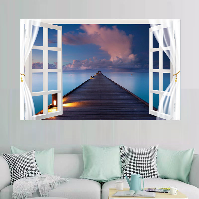 Αυτοκόλλητο τοίχου με θαλάσσιο τοπίο - αυτοκόλλητο PVC, χωρίς πλαίσιο, τοπίο για σαλόνι και υπνοδωμάτιο (Inkjet Εκτύπωση)