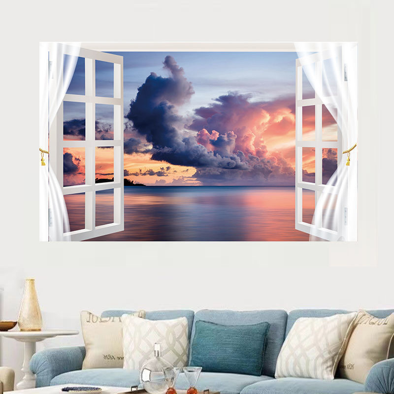 Αυτοκόλλητο τοίχου με θαλάσσιο τοπίο - αυτοκόλλητο PVC, χωρίς πλαίσιο, τοπίο για σαλόνι και υπνοδωμάτιο (Inkjet Εκτύπωση)