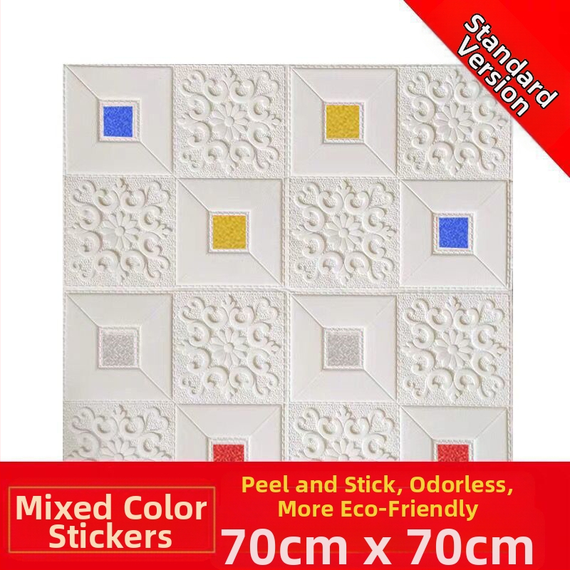 3D putų plytų sienų lipdukas, lipnus, atsparus vandeniui, pelėsiams, antistatinis ir garso izoliacija; iš XPE putų; motyvai: vieno tono, širdis, geometrija, penkiakampė žvaigždė, augalai; tinka svetainei, miegamajam ir biurui.