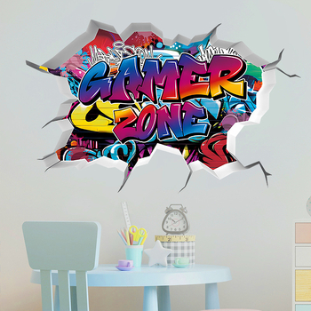 3D žaidimų sienos plakatas lipdukas; PVC medžiaga, prekės ženklas Ailin, 1 vnt., dekoratyvinis plokščias sienos lipdukas svetainei, miegamajam ar studijai