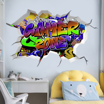 3D žaidimų sienos plakatas lipdukas; PVC medžiaga, prekės ženklas Ailin, 1 vnt., dekoratyvinis plokščias sienos lipdukas svetainei, miegamajam ar studijai