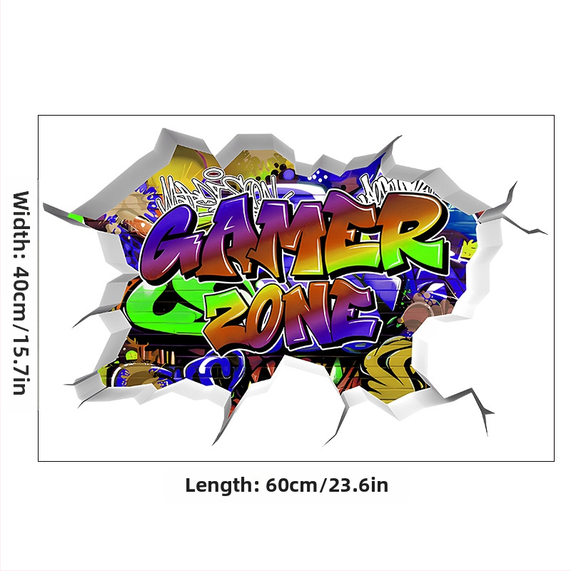 3D žaidimų sienos plakatas lipdukas; PVC medžiaga, prekės ženklas Ailin, 1 vnt., dekoratyvinis plokščias sienos lipdukas svetainei, miegamajam ar studijai