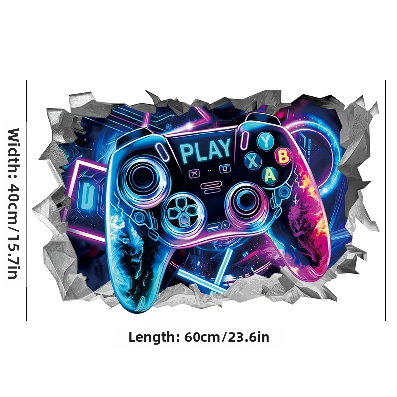 3D žaidimų sienos plakatas lipdukas; PVC medžiaga, prekės ženklas Ailin, 1 vnt., dekoratyvinis plokščias sienos lipdukas svetainei, miegamajam ar studijai