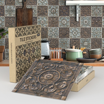 Europos gėlių plytų sienų lipdukai, 24 vnt., PVC, lipnios, atsparios vandeniui