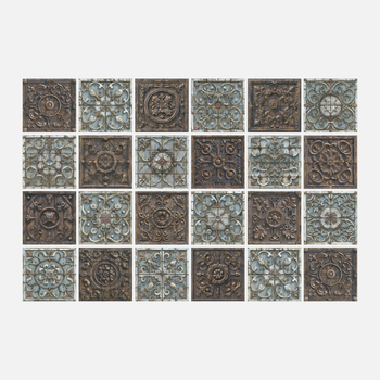 Europos gėlių plytų sienų lipdukai, 24 vnt., PVC, lipnios, atsparios vandeniui