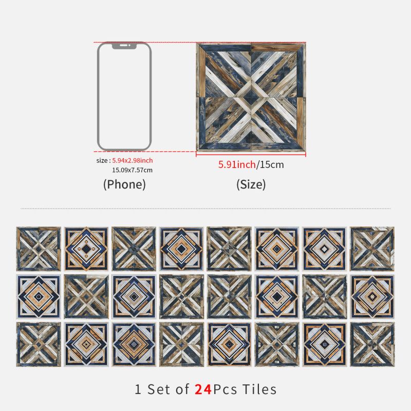 Europos gėlių plytų sienų lipdukai, 24 vnt., PVC, lipnios, atsparios vandeniui