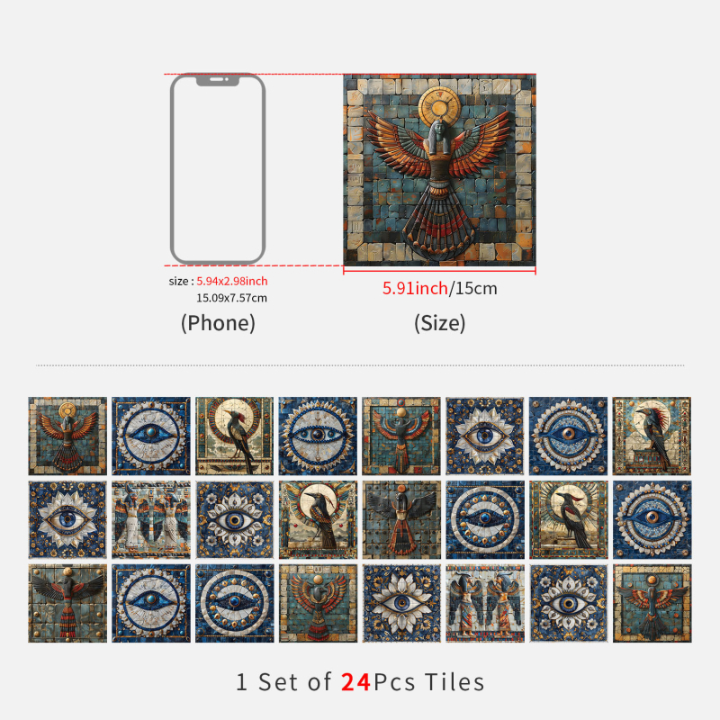 Europos gėlių plytų sienų lipdukai, 24 vnt., PVC, lipnios, atsparios vandeniui