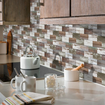 Sienos lipdukas – XPE putų, atsparus vandeniui lipnus 3D siuvimo rašto dekoras virtuvei ir voniai, modelis 22117422025, 1 vnt.