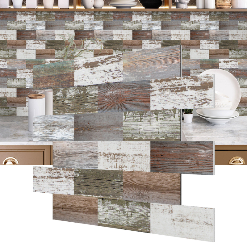 Sienos lipdukas – XPE putų, atsparus vandeniui lipnus 3D siuvimo rašto dekoras virtuvei ir voniai, modelis 22117422025, 1 vnt.