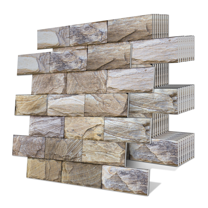 Sienos lipdukas – XPE putų, atsparus vandeniui lipnus 3D siuvimo rašto dekoras virtuvei ir voniai, modelis 22117422025, 1 vnt.