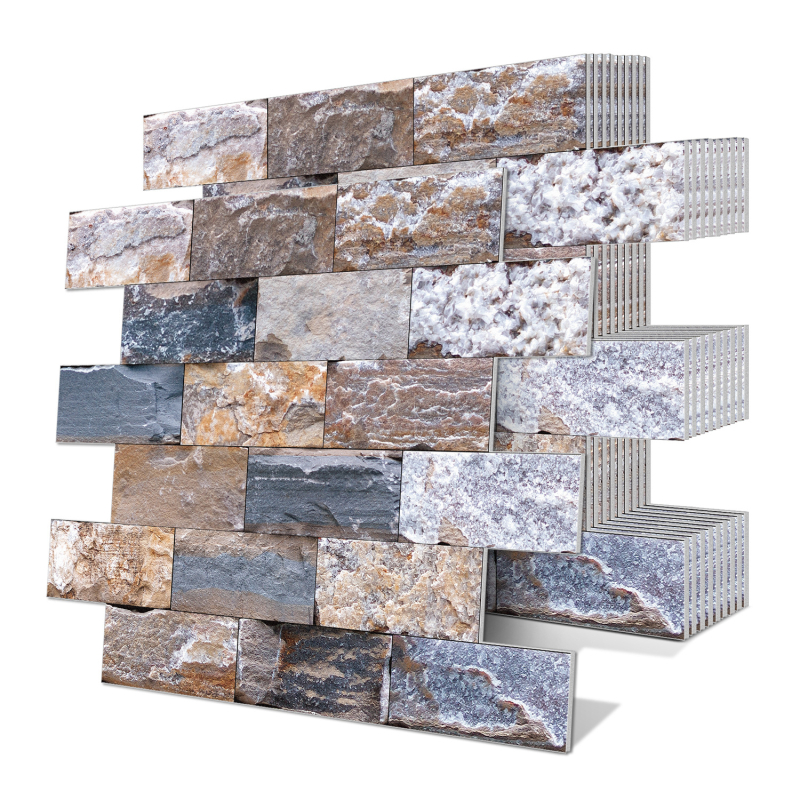 Sienos lipdukas – XPE putų, atsparus vandeniui lipnus 3D siuvimo rašto dekoras virtuvei ir voniai, modelis 22117422025, 1 vnt.