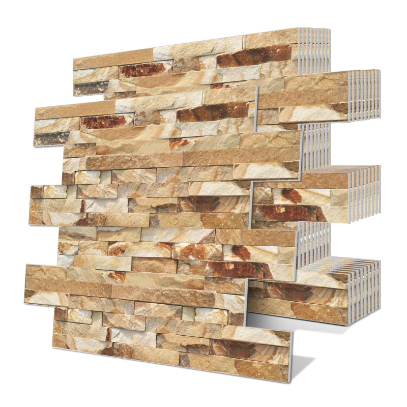 Sienos lipdukas – XPE putų, atsparus vandeniui lipnus 3D siuvimo rašto dekoras virtuvei ir voniai, modelis 22117422025, 1 vnt.