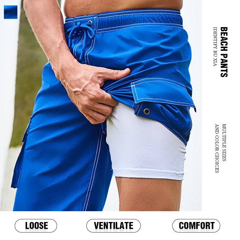 Παραθαλάσσια ανδρικά σορτς, αθλητικό στυλ, πολυεστέρας 94% σε μείξη ινών, με τσέπες, μικροελαστικότητα, ίσιο πανί