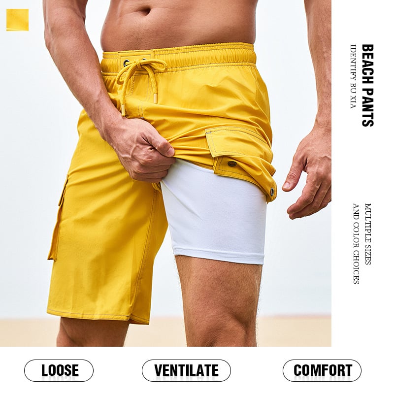 Παραθαλάσσια ανδρικά σορτς, αθλητικό στυλ, πολυεστέρας 94% σε μείξη ινών, με τσέπες, μικροελαστικότητα, ίσιο πανί