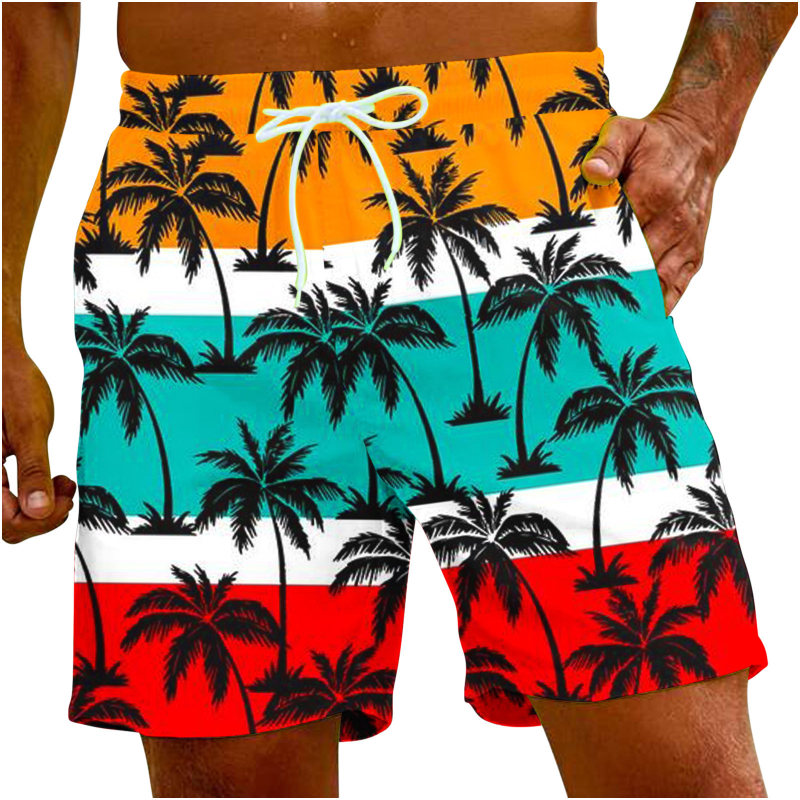 Ανδρικά παντελόνια παραλίας Χαβάης, 3D ψηφιακή εκτύπωση, μοτίβο φοίνικα, πολυεστέρας 90%