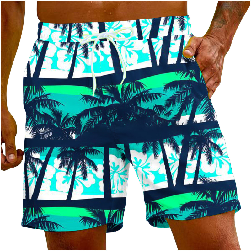 Ανδρικά παντελόνια παραλίας Χαβάης, 3D ψηφιακή εκτύπωση, μοτίβο φοίνικα, πολυεστέρας 90%