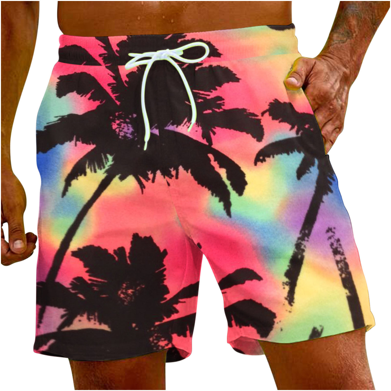 Ανδρικά παντελόνια παραλίας Χαβάης, 3D ψηφιακή εκτύπωση, μοτίβο φοίνικα, πολυεστέρας 90%