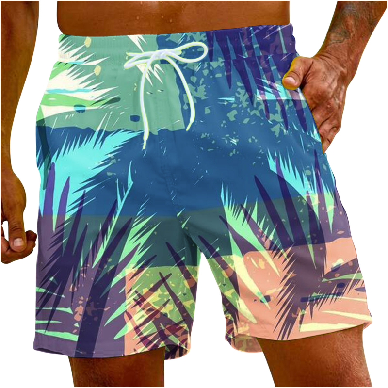 Ανδρικά παντελόνια παραλίας Χαβάης, 3D ψηφιακή εκτύπωση, μοτίβο φοίνικα, πολυεστέρας 90%